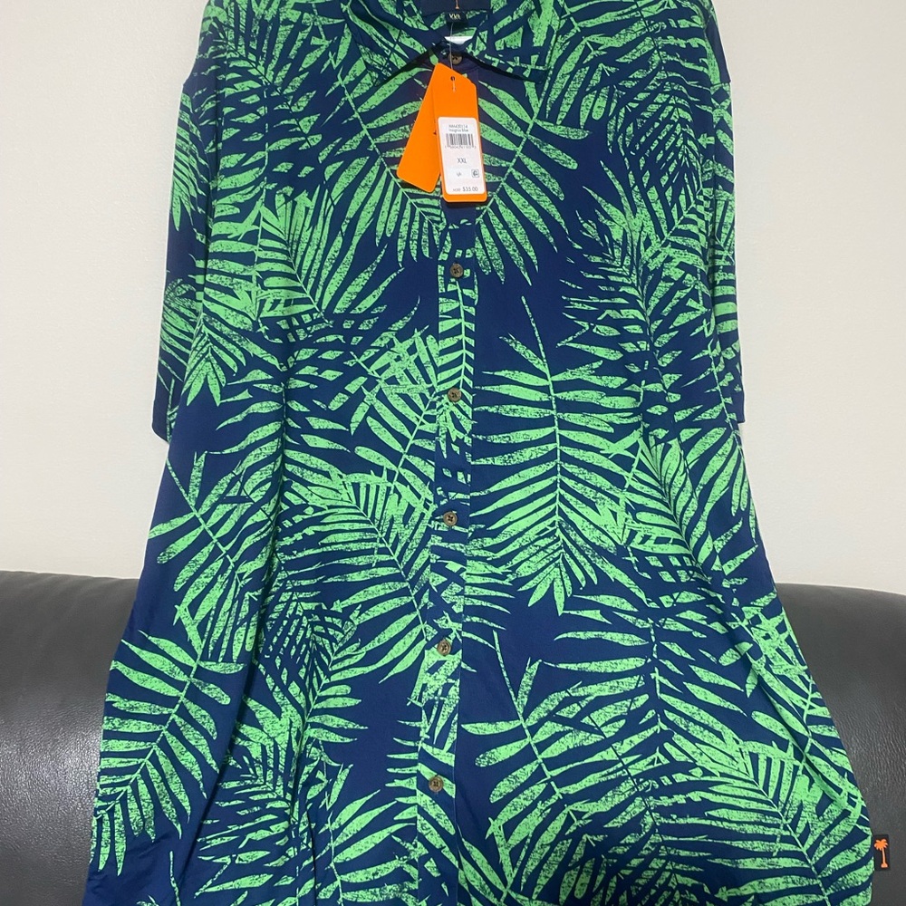Margaritaville Green Leaf Print Shirt